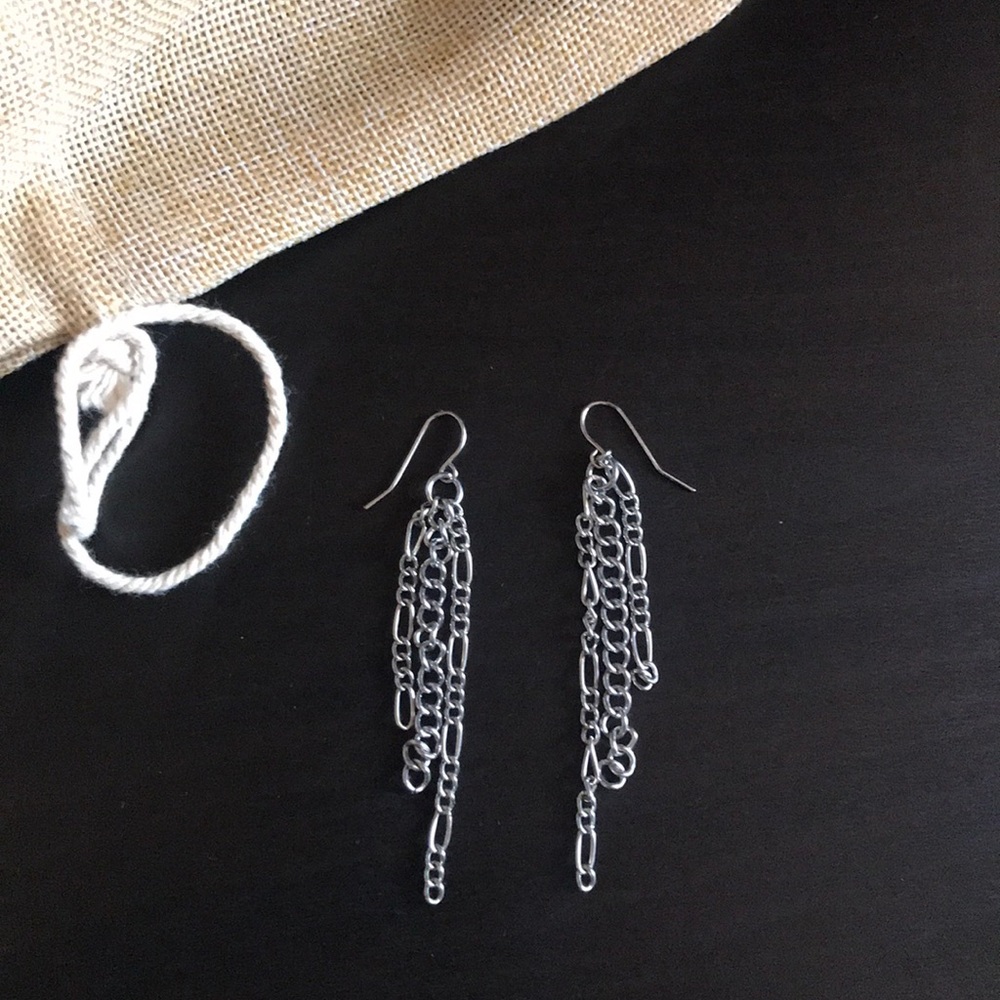 Silver chain earrings
